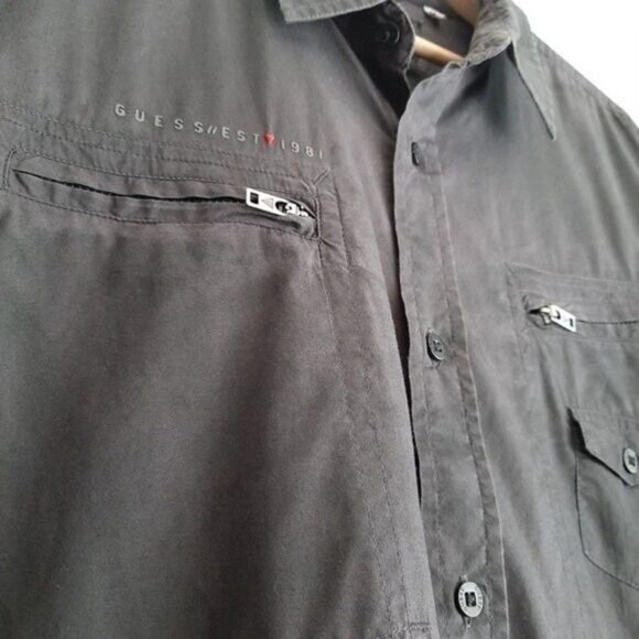 GUESS | Button Down Casual Shirt Utility Roll-up Sleeve Men's Sz XL - Picture 5 of 12